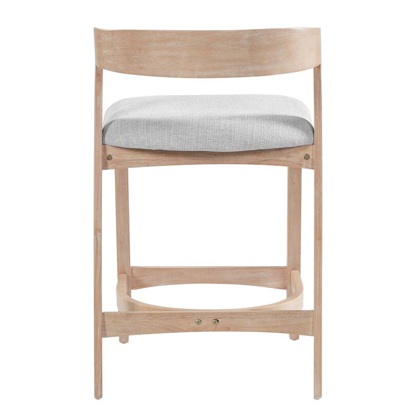 Christopher Knight Home - Mid-Century Upholstered Wooden Counter Stools - 27" Seat Height Bar Stools with Back, Set of 2