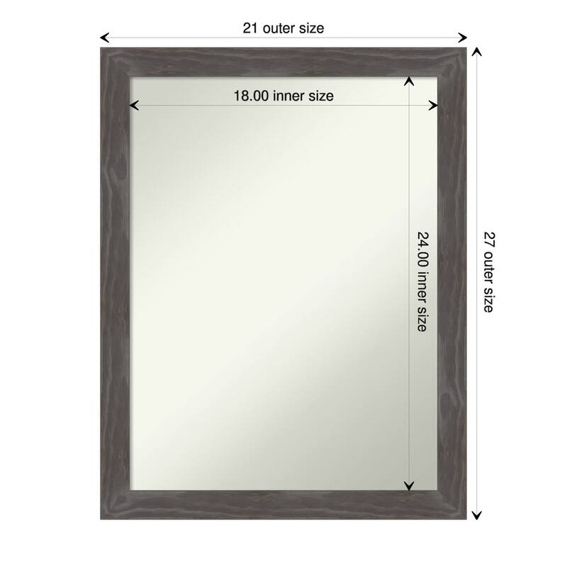 Non-Beveled Wood Wall Mirror - Woodridge Rustic Grey Frame - Woodridge Rustic Grey - 21 x 27 in
