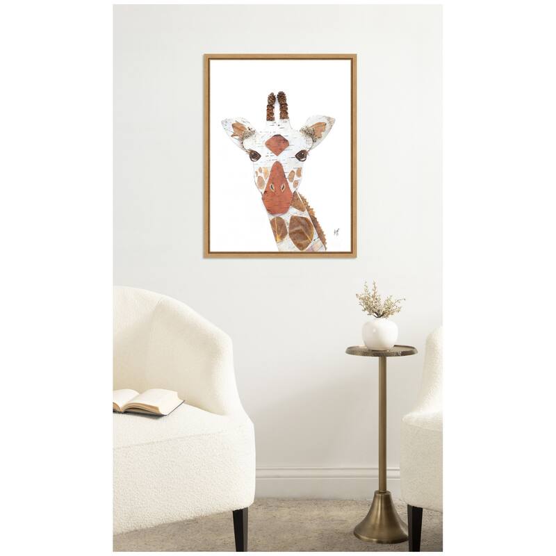 Kate and Laurel Giraffe by Madeline Jeppesen Framed Canvas Wall Art Print