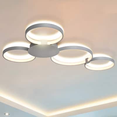 VONN Lighting Capella VMCF41500AL 43" ETL Certified Integrated LED Dimmable Ring Semi-Flush Mount Silver