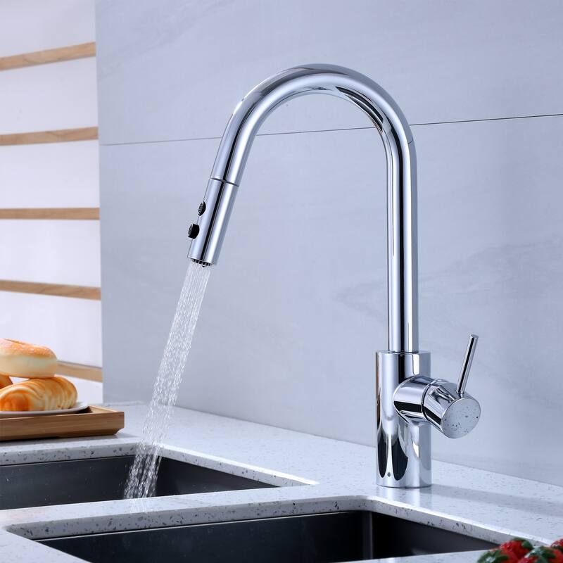 Luxier KTS21 Single Handle Pull Down Sprayer Kitchen Faucet