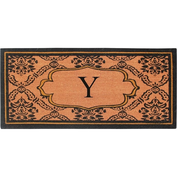 A1HC Uriel Treated Coir Monogrammed Entry Double Door Mat 30"x 60" - Y