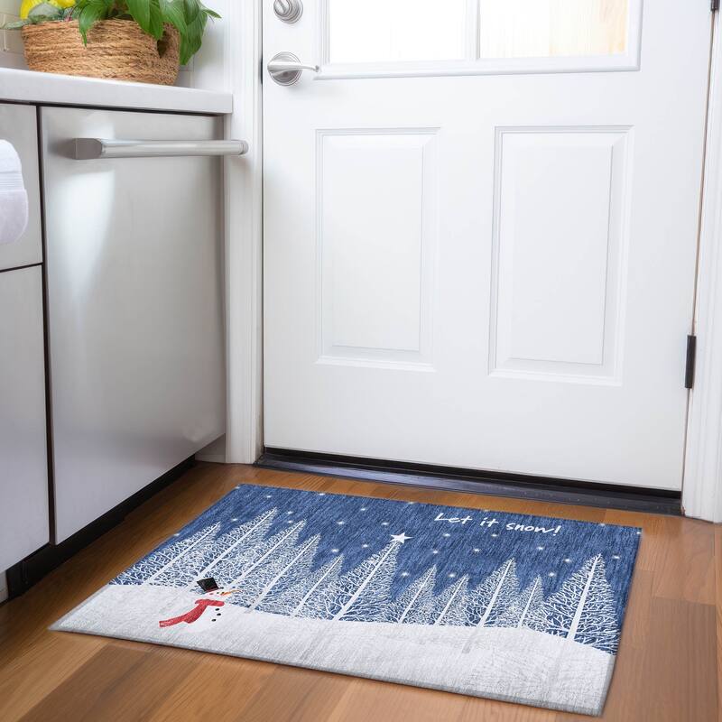 Premium Washable Super Soft Snowy Winter Holiday Mayfield Rug - Multi - 1' 8" x 2' 6" - Rectangle