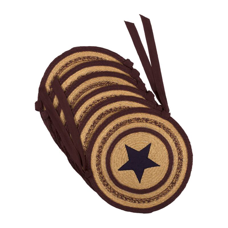 Potomac Jute Applique Star Chair Pad Set of 6