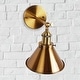 preview thumbnail 4 of 12, Industrial Brass Wall Sconce with Metal Cone Shade