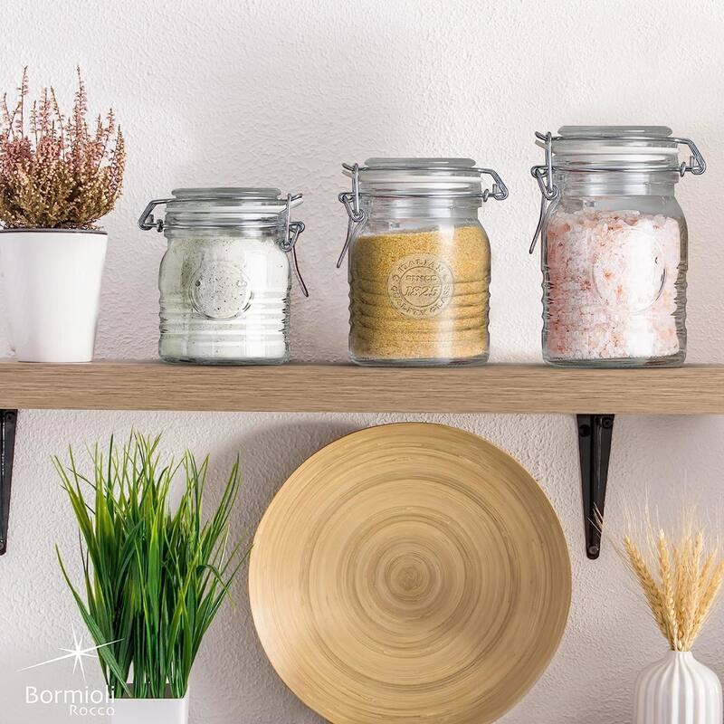 Bormioli Rocco Officina 1825 Clear Jar with Swing Top Set - 33.75 Oz. 25.25 Oz. 17 Oz.
