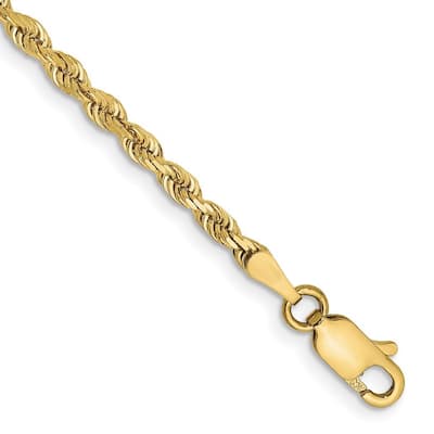 Curata 10k Yellow Gold 2.75mm Diamond Cut Quadruple Rope Chain BraceletOptions: 7" 8"
