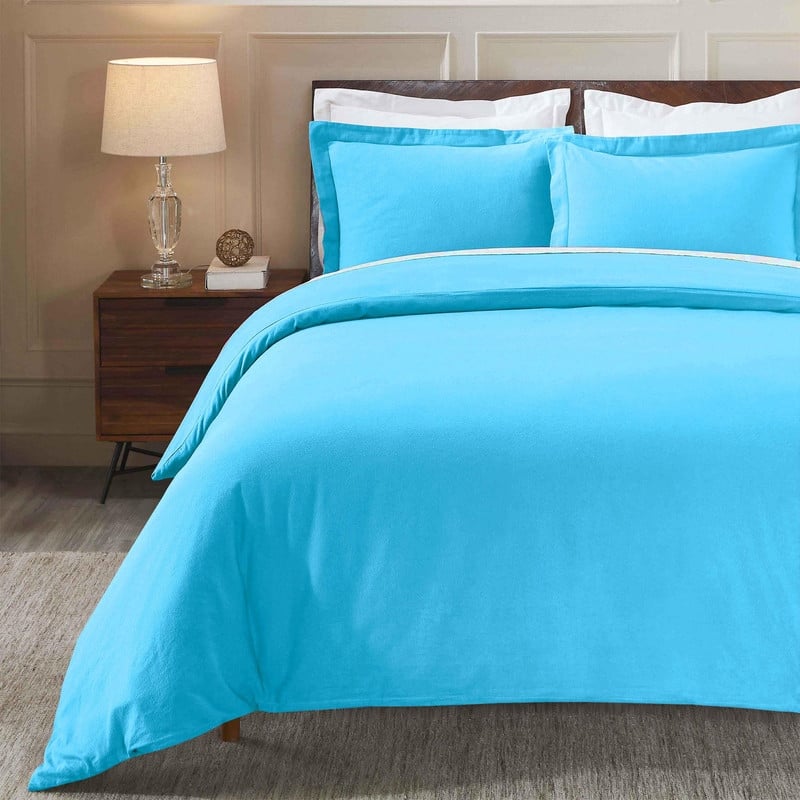 Superior Classic Solid Flannel Cotton Duvet Cover Set