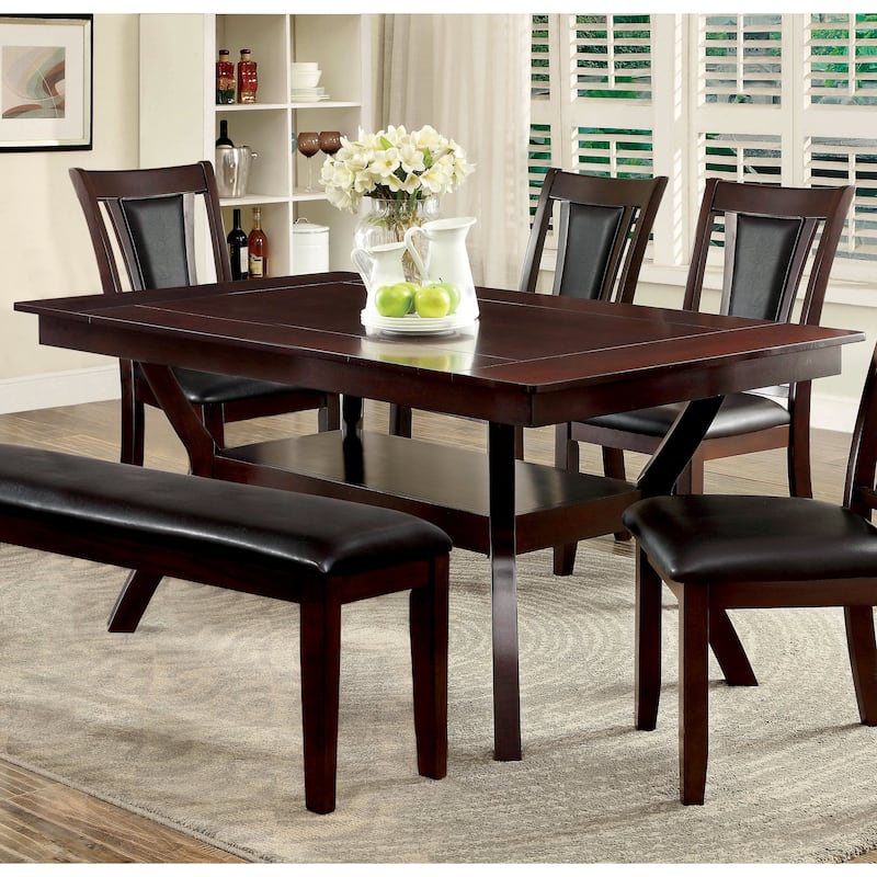 Furniture of America Copper Grove Schmidt 64-inch Wood Dining Table with Shelf