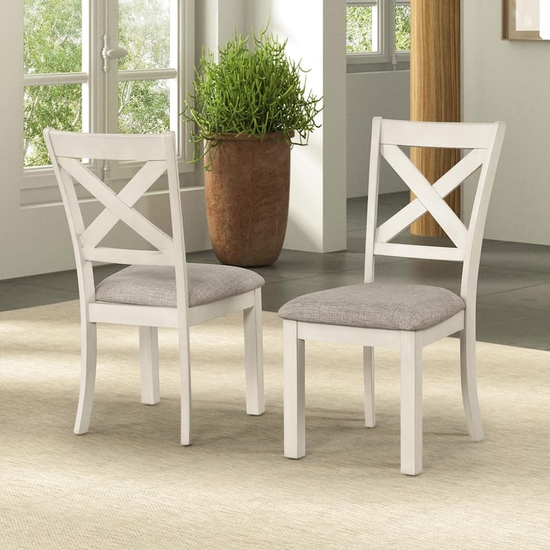 Rustic White Oak Finish Farmhouse Style Side Chairs