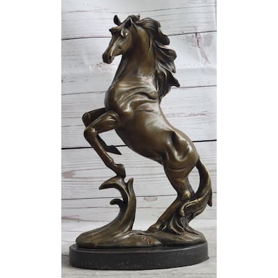 Rearing Horse Bronze Sculpture Statue Equestrian Stables Country Western Decor