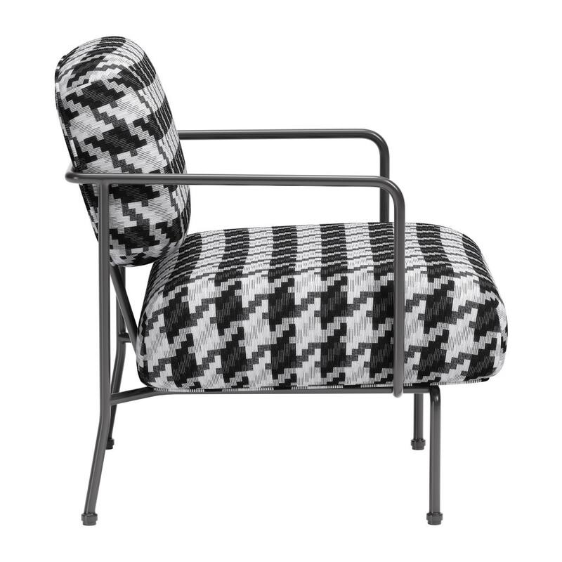 HomeRoots 29" Black And White And Black Upholstered Houndstooth Arm Chair - 29' X '31.5' X '31