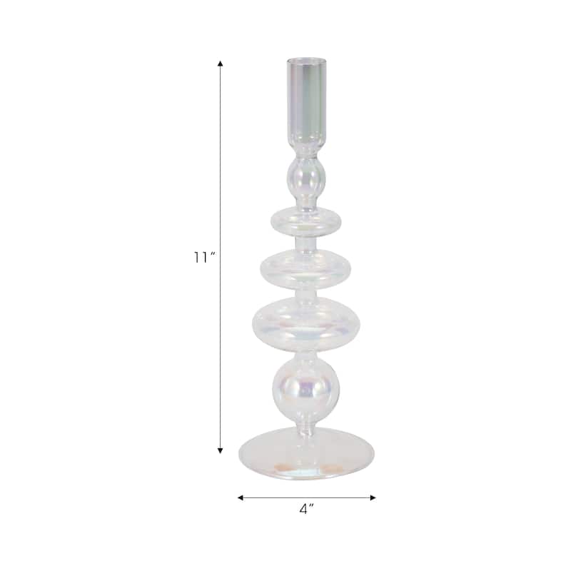 Sculptural Glass Candle Holder with Rounded Accent Base - Modern Tabletop Candle Holder for Any Room