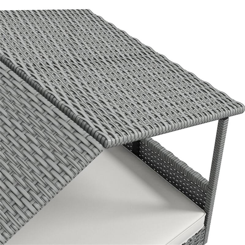 PE Rattan Steel Dog Playpen with Cushion and Anti-Slip - 38.6" L x 27.2" W x 28.7" H