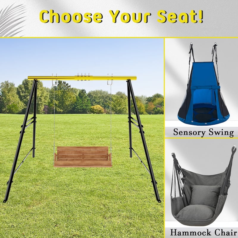 Adjustable A-Frame Swing Stand Powder Coated Steel Indoor and Outdoor Hammock Chair Stand Supports Up to 550 Pounds - N/A