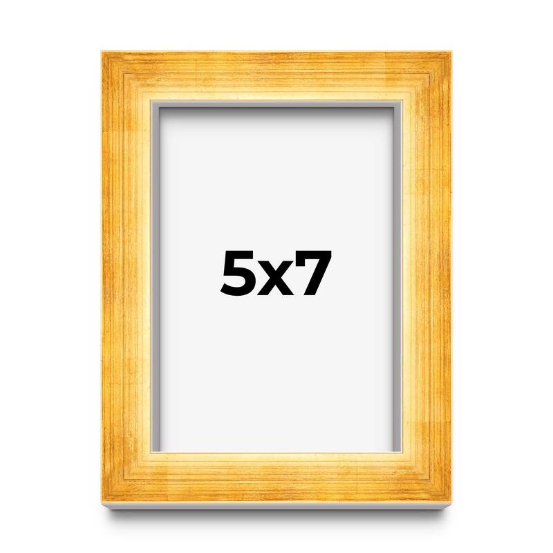 5x7 IN Shadow Box Frame Gold | 1.625 Inches Deep Real Wood Traditional