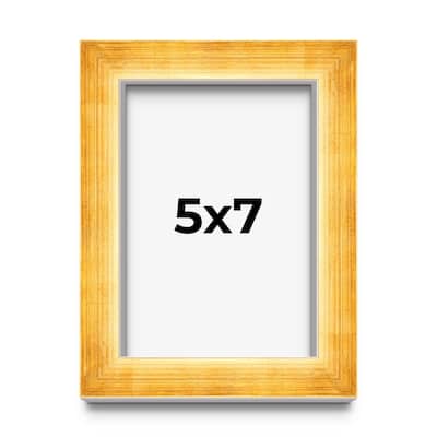 5x7 IN Shadow Box Frame Gold | 1.625 Inches Deep Real Wood Traditional