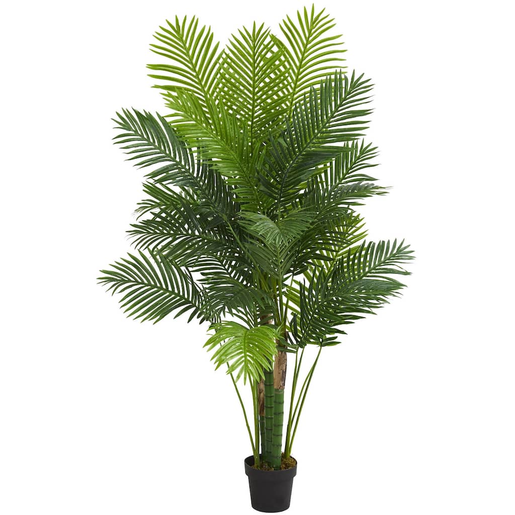 Artificial Palm Tree 6ft - Indoor Tropical Tree Decor, Lush Green Fronds, Home Office Living Room Accent - 51-60 Inches