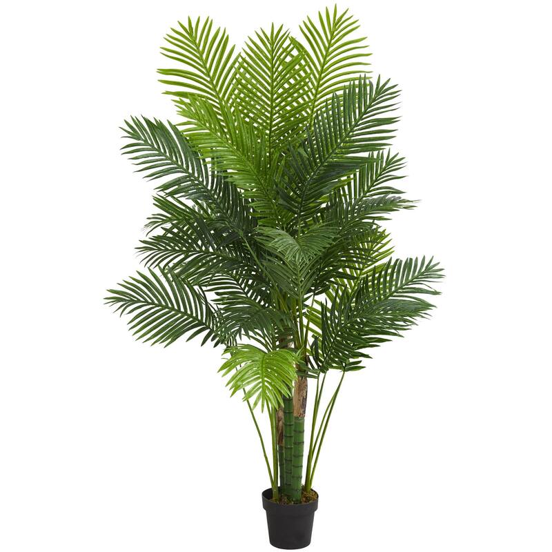Artificial Palm Tree 6ft - Indoor Tropical Tree Decor, Lush Green Fronds, Home Office Living Room Accent - 51-60 Inches
