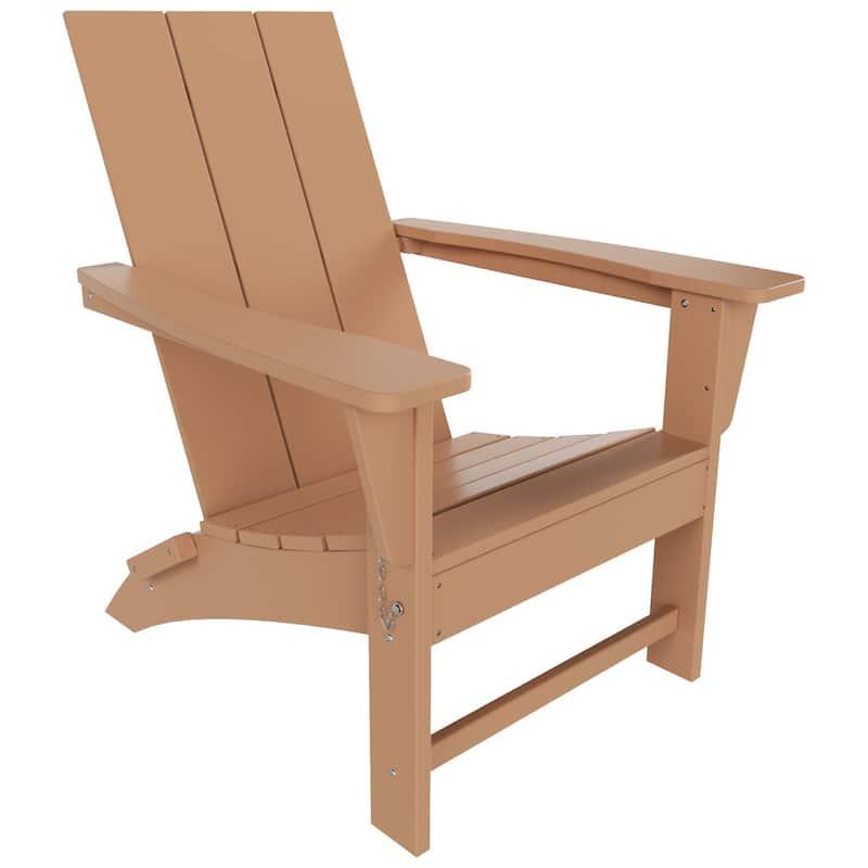 Shoreside Modern Eco-Friendly All Weather Commercial-Residential Folding Adirondack Chair - Teak