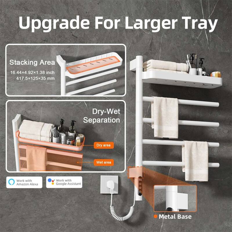 Smart Rotating Heated Towel Rack for Bathroom,Towel Warmer