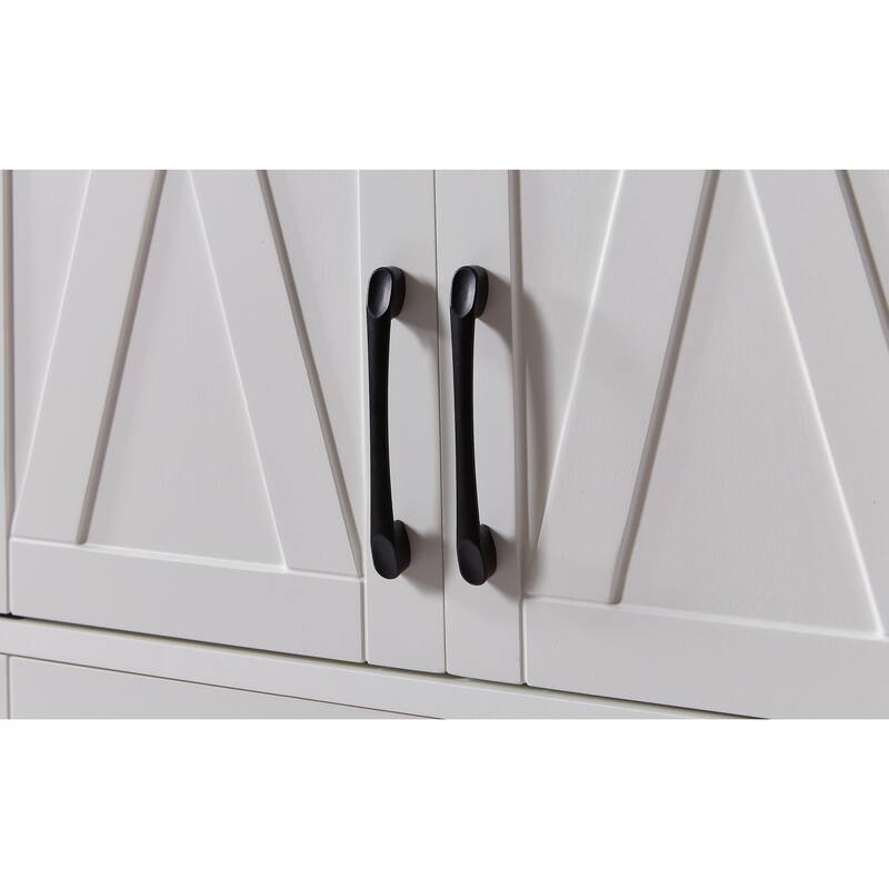 TV Cabinet Set Multifunctional TV Wall, One TV Cabinet and Two Sideboards for Living Room, White, 108.7''L x 15''W x 68''H