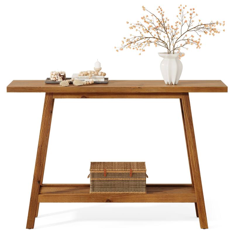 Solid Wood Console Table, Entryway Table with Storage Shelf, Couch Behind Sofa Table Hallway Foyer Accent Table