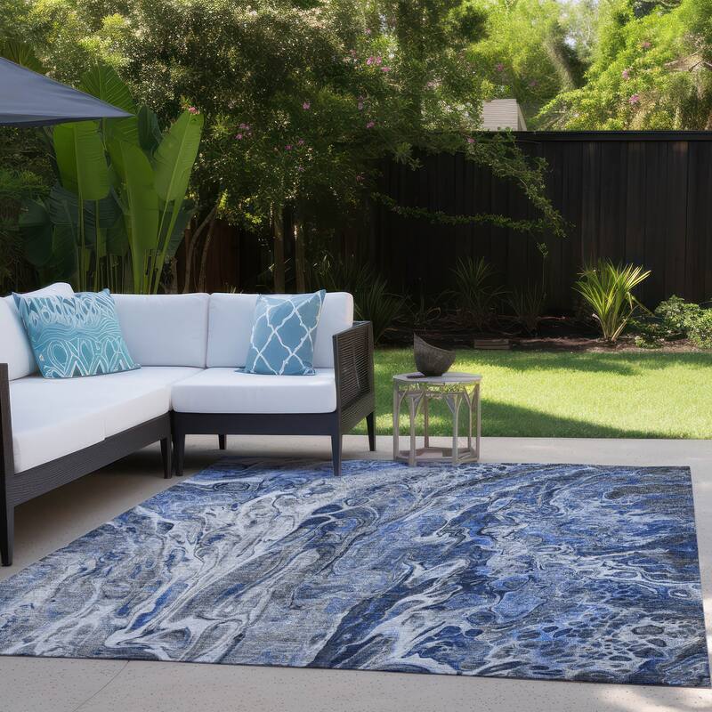 Machine Washable Indoor/ Outdoor Chantille Abstract Modern Rug