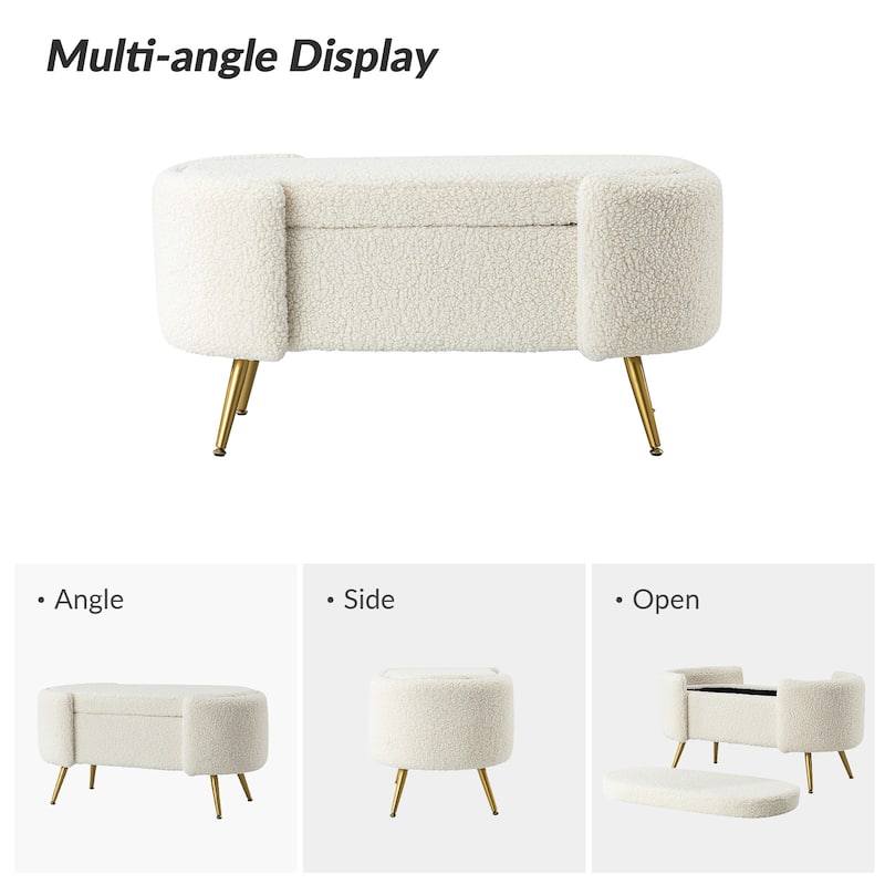 Clara 39.4" Wide Storage Bench with Metal Legs