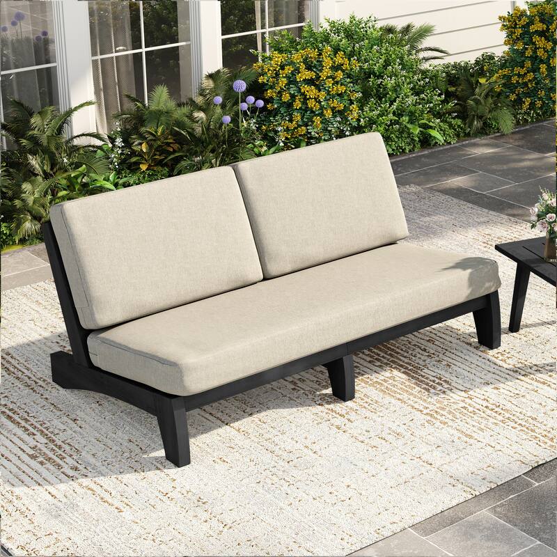3 Seat Wood 64" W Outdoor Patio Sofa with Cushion