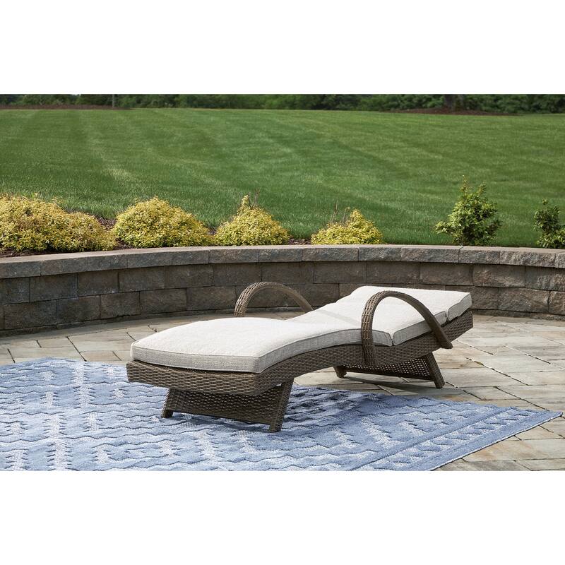 Signature Design by Ashley Beachcroft Beige Outdoor Chaise Lounge with Cushion - 30.13" W x 79.38" D x 39.75" H