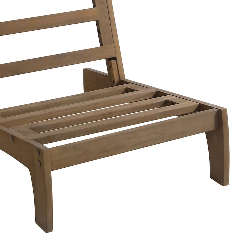 Outdoor Teak Wood Armless Lounge Chair Set Loveseat with Cushions