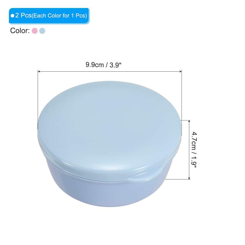 Travel Soap Container, 2 Pack Round Soap Holder Travel Case Box - Pink Blue