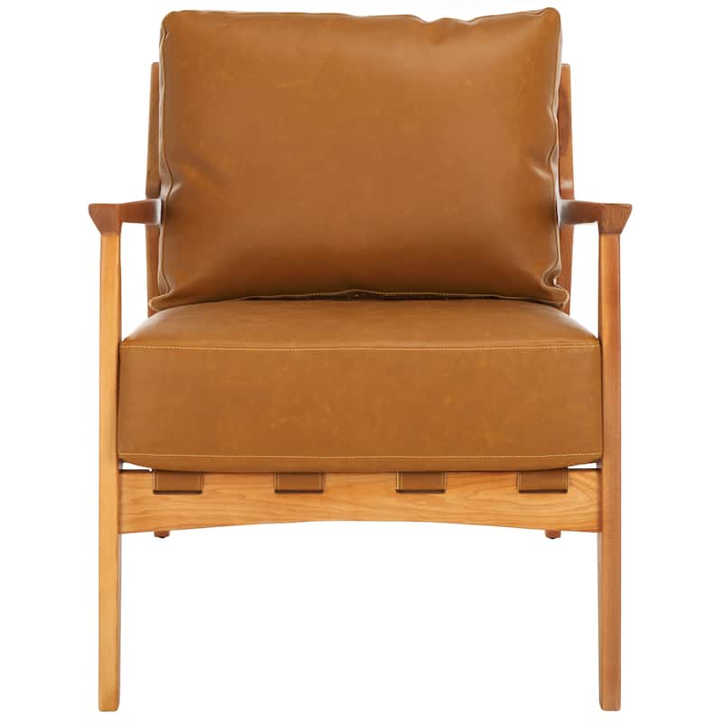 SAFAVIEH Donie Solid Wood Accent Chair with Cushion (Fully Assembled) - 28 In. W x 33 In. D x 34 In. H - 28Wx33Dx34H