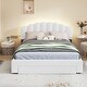 preview thumbnail 2 of 9, Queen Size Upholstered Platform Bed with Storage Drawer and LED Lights