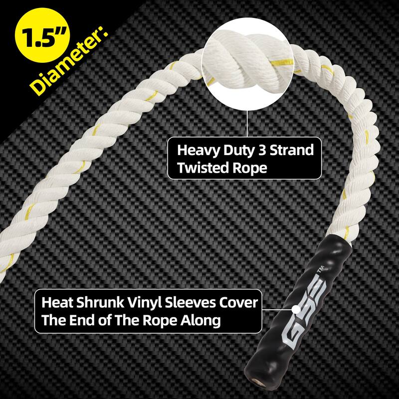 GSE™ 1.5" Gym Climbing Rope, Workout Rope for Indoor/Outdoor and Home Workouts. Great for Climbing Exercises, Strength Training