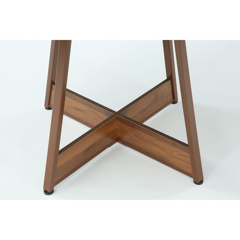 39.4" Round Dining Table for 4, Farmhouse Kitchen Table with Wooden Reinforced Base