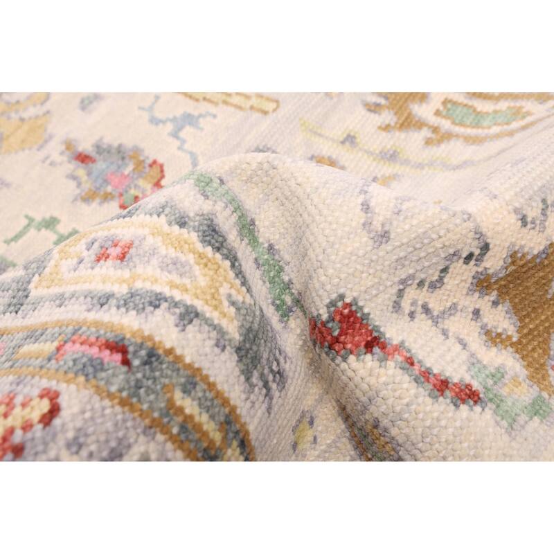 ECARPETGALLERY Hand-knotted Modern Oushak Light Grey Wool Rug - 3'2 x 4'11