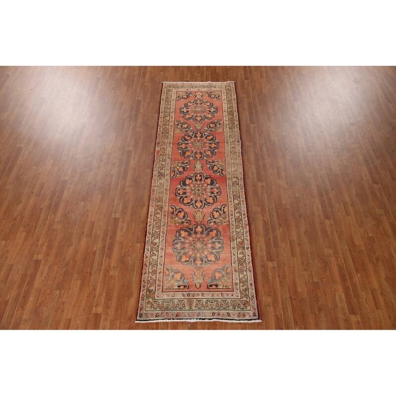 Tabriz Persian Vintage Runner Rug Handmade Wool Carpet - 3'8"x 11'4"