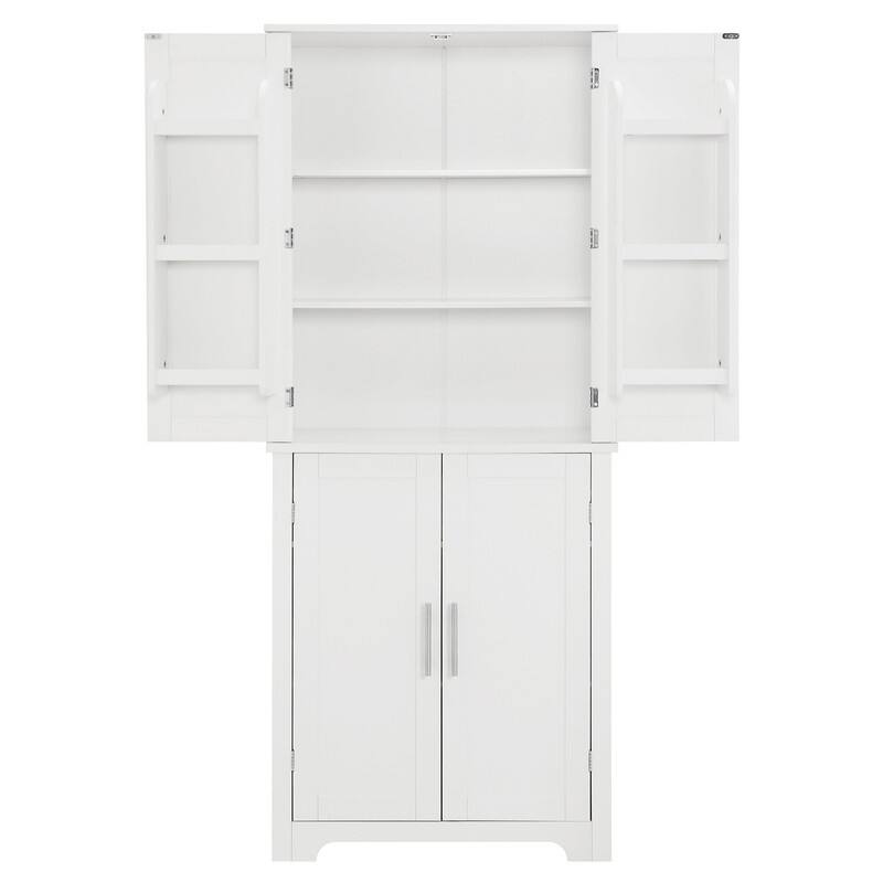 Freestanding White Kitchen Pantry Cabinet - 28.15" W x 15" D x 67.4"H