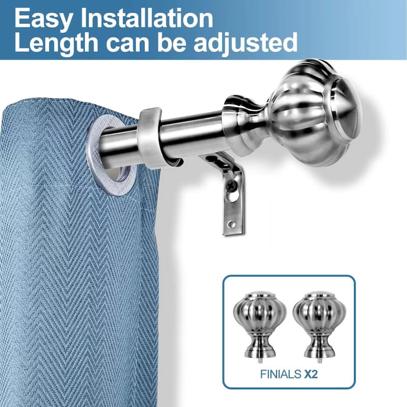 1-inch Diameter Doorknob Adjustable Single Drapery Curtain Rod