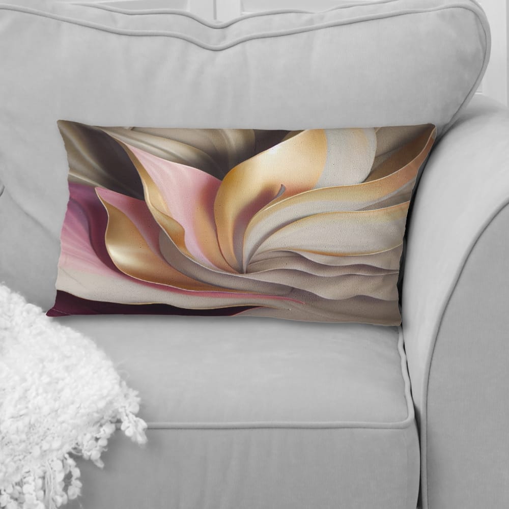 Designart "Subtle Sophistication In Exquisite Pink And Gold V" Abstract Liquid Ink Printed Throw Pillow