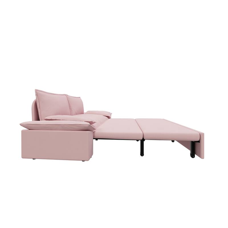 70.1" 3-in-1 Convertible Queen Pull Out Sofa Bed with 2 Soft Pillows