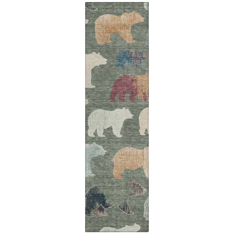 Machine Washable Indoor/ Outdoor Modern Bear Chantille Rug