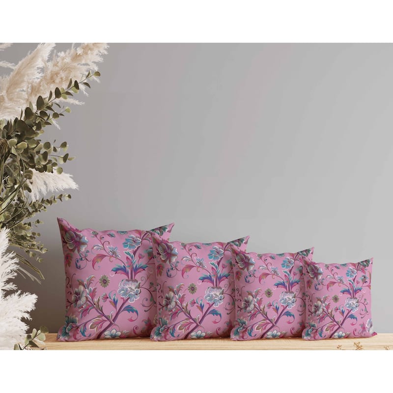 Nature's Palette Indoor/Outdoor Reversible Throw Pillow Pink and Blue