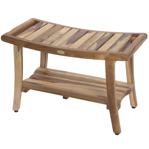 Kinbor Bamboo Shower Seat Bench Spa Bath Stool Chair w 2 tier