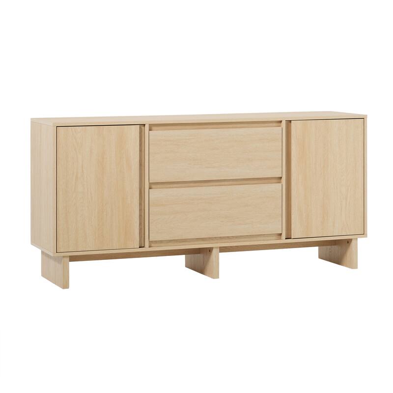 63" Scandi Sideboard with Beveled Drawers, Coastal Oak