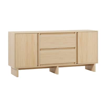 63" Scandi Sideboard with Beveled Drawers, Coastal Oak