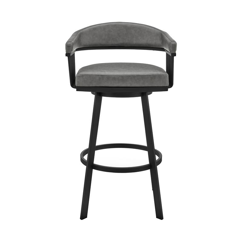 Bronson Faux Leather Upholstered Metal Swivel Bar or Counter Stool