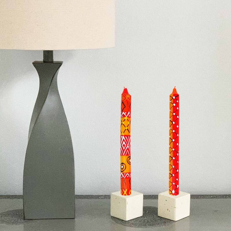 Handmade Taper Dinner Candles Zahabu Design Set of 3 (South Africa)